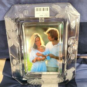 NIB-Etched Glass Photo Frame-by Studio Nova